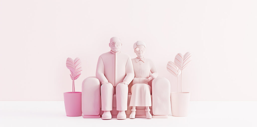 una pareja sentada en el sofá