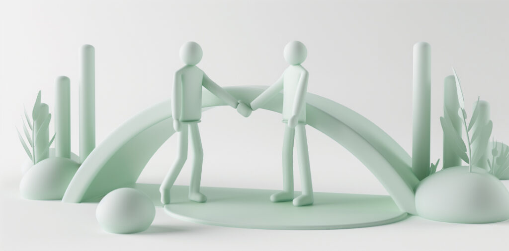 dos personas dándose la mano