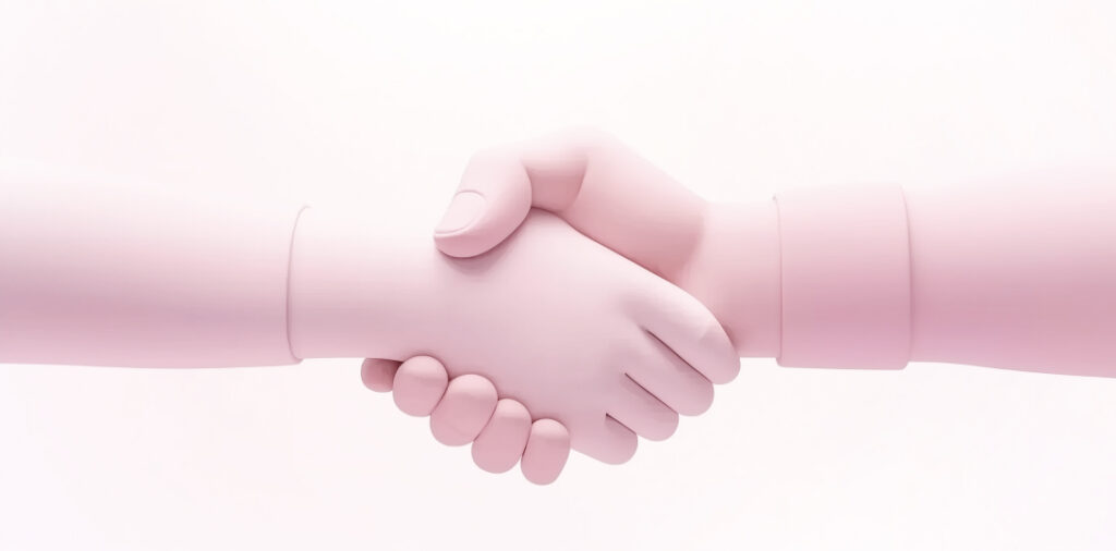 dos personas dándose la mano