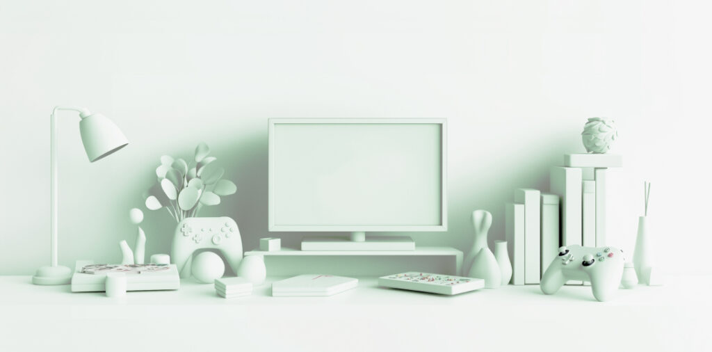 mesa de escritorio con varios objetos