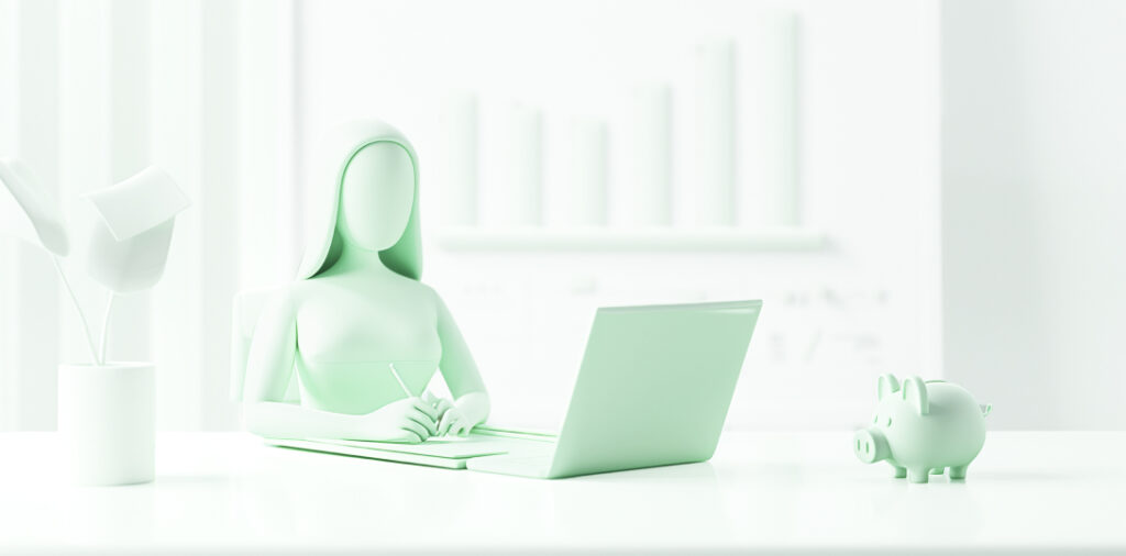 mujer frente a un ordenador