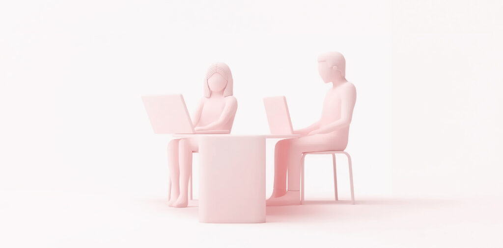 hombre y mujer en una mesa