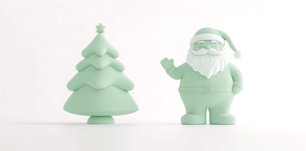 árbol de navidad y papá noel